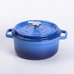 Каструля чавунна емальована 3 л з кришкою Ø24 см Синя (HP-1-3BL)