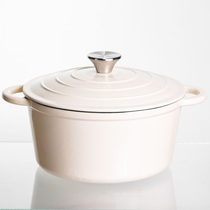 Каструля чавунна емальована 4 л, бежевий Yiwu HP-FLG-1 RED (HP-FLG-1 WHITE) - изображение 1