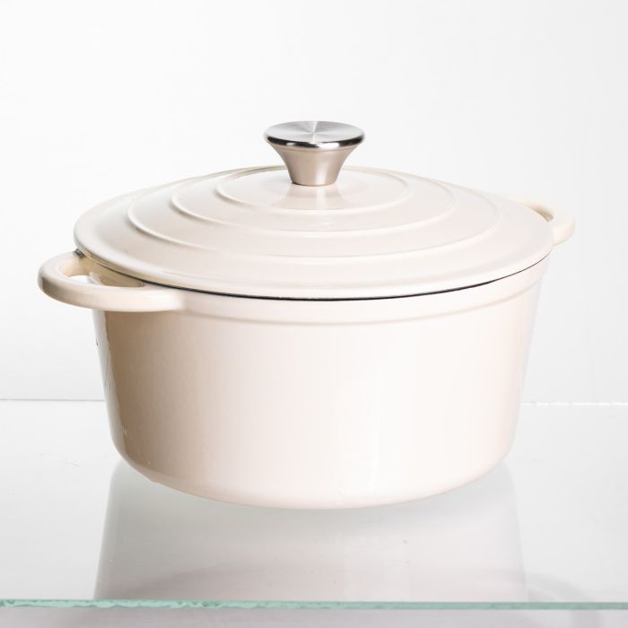 Каструля чавунна емальована 4 л, бежевий Yiwu HP-FLG-1 RED (HP-FLG-1 WHITE) - изображение 6