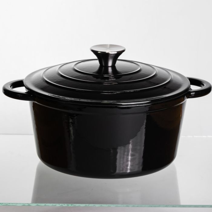 Каструля чавунна емальована 4 л, чорний Yiwu HP-FLG-1 BLACK (HP-FLG-1 BLACK) - изображение 1