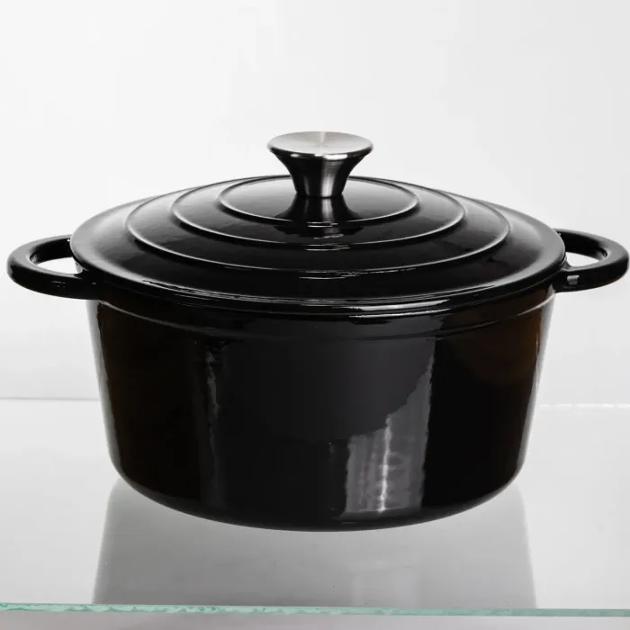 Каструля чавунна емальована 4 л, чорний Yiwu HP-FLG-1 BLACK (HP-FLG-1 BLACK) - зображення 1