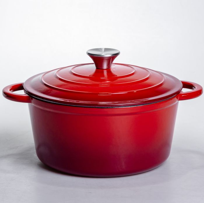 Каструля чавунна емальована 4 л, червоний Yiwu HP-FLG-1 RED (HP-FLG-1 RED) - изображение 1