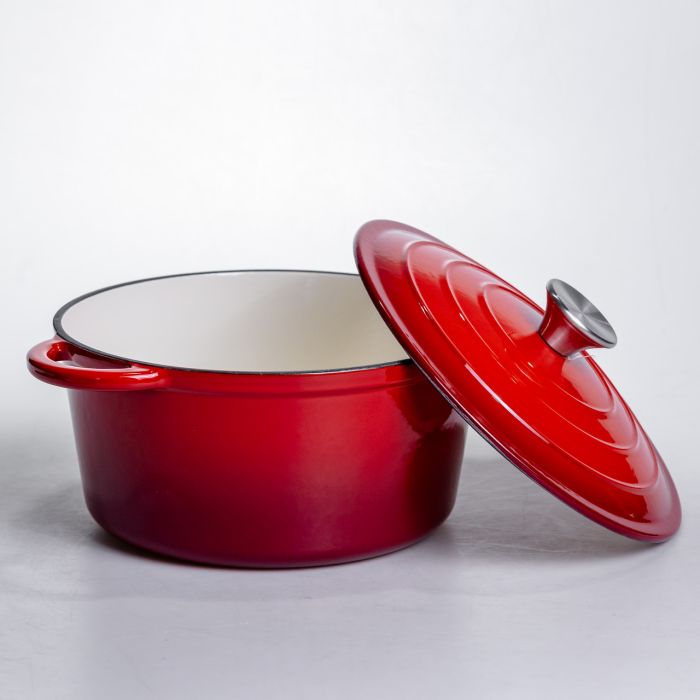 Каструля чавунна емальована 4 л, червоний Yiwu HP-FLG-1 RED (HP-FLG-1 RED) - изображение 3