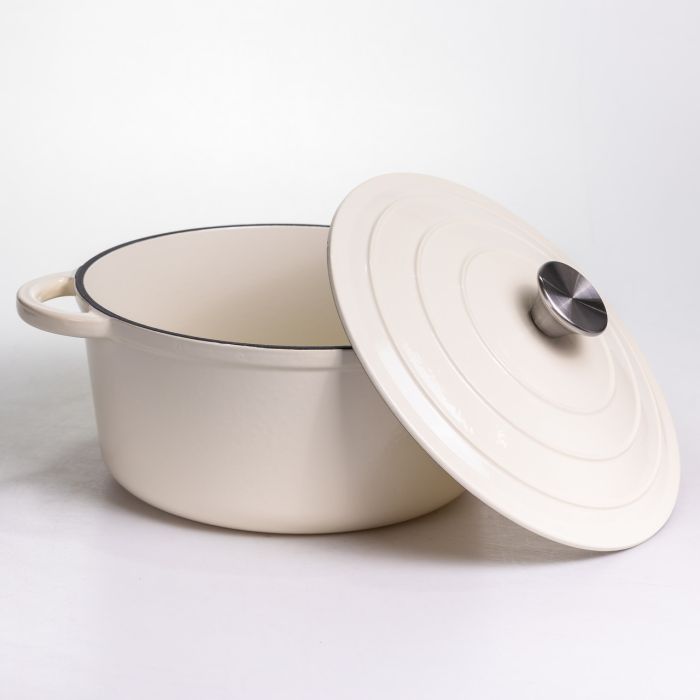 Каструля чавунна емальована 5 л, бежевий Yiwu HP-FLG-2 WHITE (HP-FLG-2 WHITE) - изображение 3