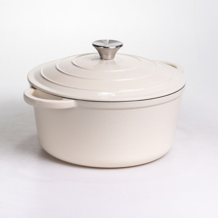 Каструля чавунна емальована 5 л, бежевий Yiwu HP-FLG-2 WHITE (HP-FLG-2 WHITE) - изображение 6