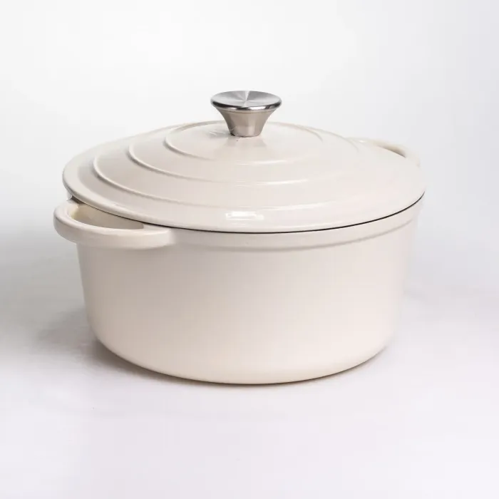 Каструля чавунна емальована 5 л, бежевий Yiwu HP-FLG-2 WHITE (HP-FLG-2 WHITE) - зображення 6