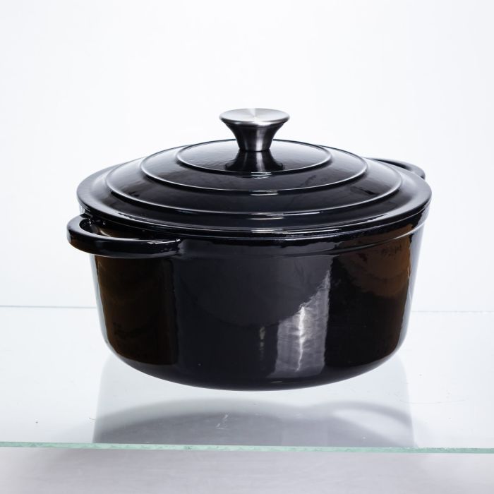 Каструля чавунна емальована 5 л, чорний Yiwu HP-FLG-2 BLACK (HP-FLG-2 BLACK) - изображение 6