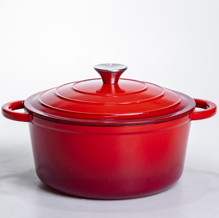 Каструля чавунна емальована 5 л, червоний Yiwu HP-FLG-2 RED (HP-FLG-2 RED) - изображение 1