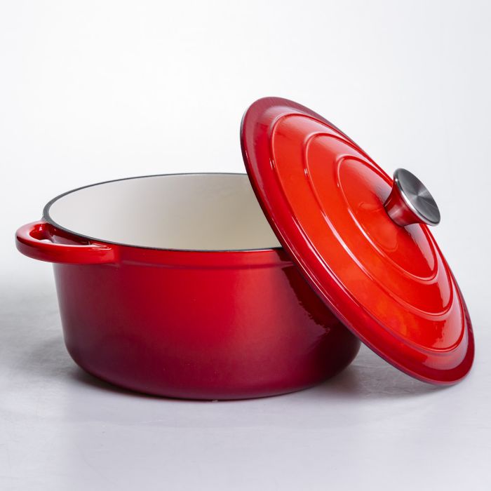Каструля чавунна емальована 5 л, червоний Yiwu HP-FLG-2 RED (HP-FLG-2 RED) - изображение 3