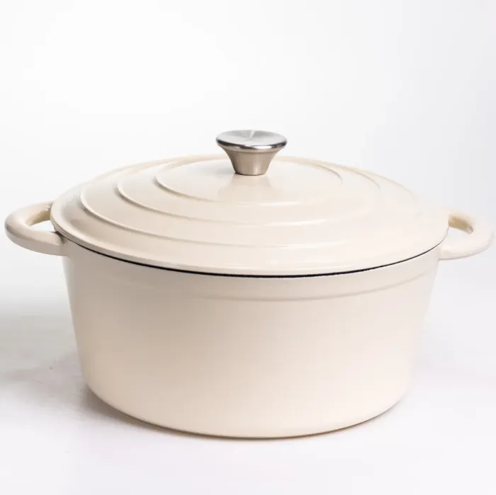Каструля чавунна емальована 6,5 л, бежевий Yiwu HP-FLG-3 WHITE (HP-FLG-3 WHITE) - зображення 1