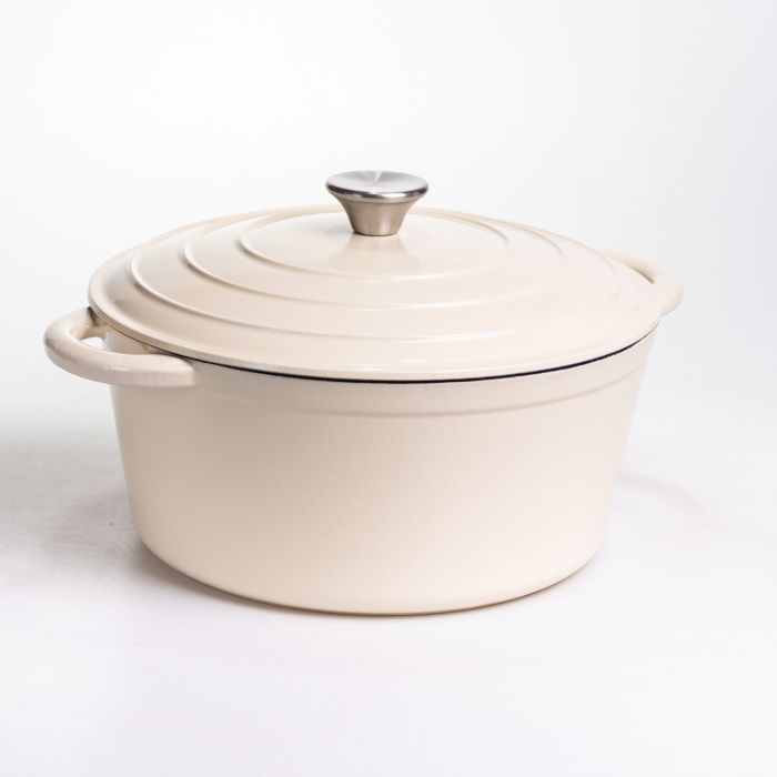 Каструля чавунна емальована 6,5 л, бежевий Yiwu HP-FLG-3 WHITE (HP-FLG-3 WHITE) - изображение 6