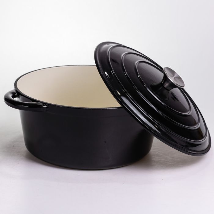 Каструля чавунна емальована 6,5 л, чорний Yiwu HP-FLG-3 BLACK (HP-FLG-3 BLACK) - изображение 3