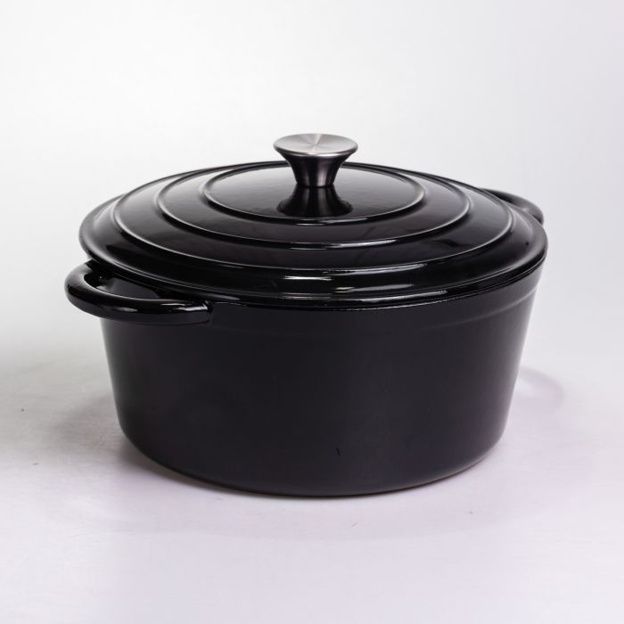 Каструля чавунна емальована 6,5 л, чорний Yiwu HP-FLG-3 BLACK (HP-FLG-3 BLACK) - изображение 6