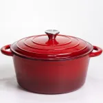 Каструля чавунна емальована 6,5 л, червоний Yiwu HP-FLG-3 RED (HP-FLG-3 RED)