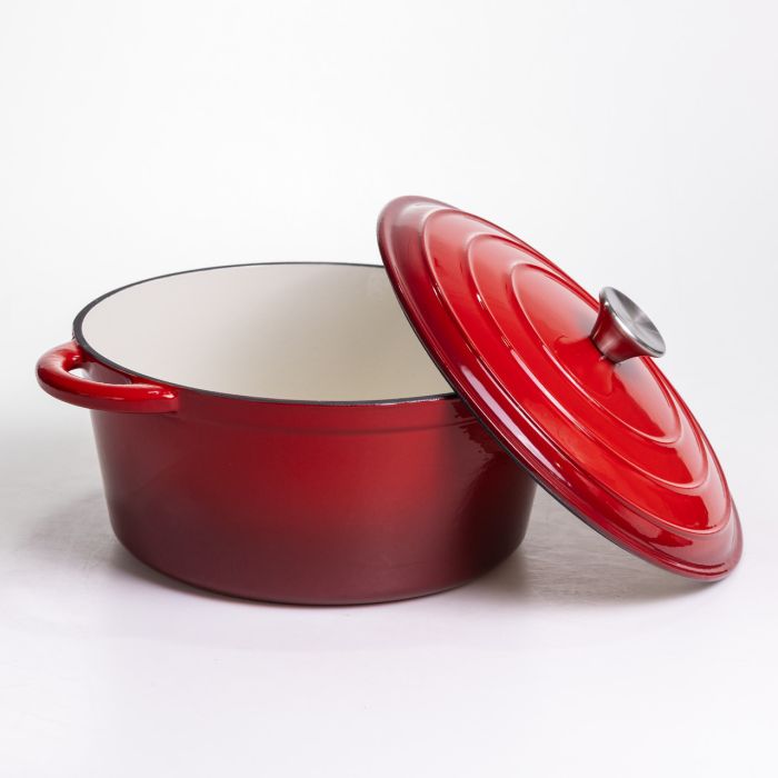 Каструля чавунна емальована 6,5 л, червоний Yiwu HP-FLG-3 RED (HP-FLG-3 RED) - изображение 3