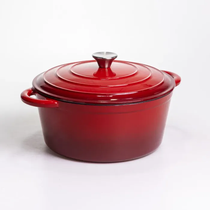 Каструля чавунна емальована 6,5 л, червоний Yiwu HP-FLG-3 RED (HP-FLG-3 RED) - изображение 6