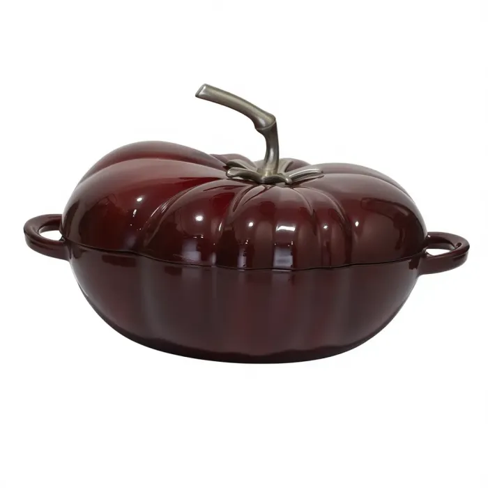 Каструля чавунний Томат 2.5 л емальована з кришкою посуд для тушкування запікання тушкування Бургунді HP-1-20-BURGUNDY (HP-1-20-BURGUNDY) - зображення 1