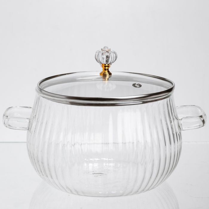 Каструля з боросилікатного скла Pumpkin Pot 2,5 л, рифлена Yiwu HP-GP-6 (HP-GP-6) - зображення 1