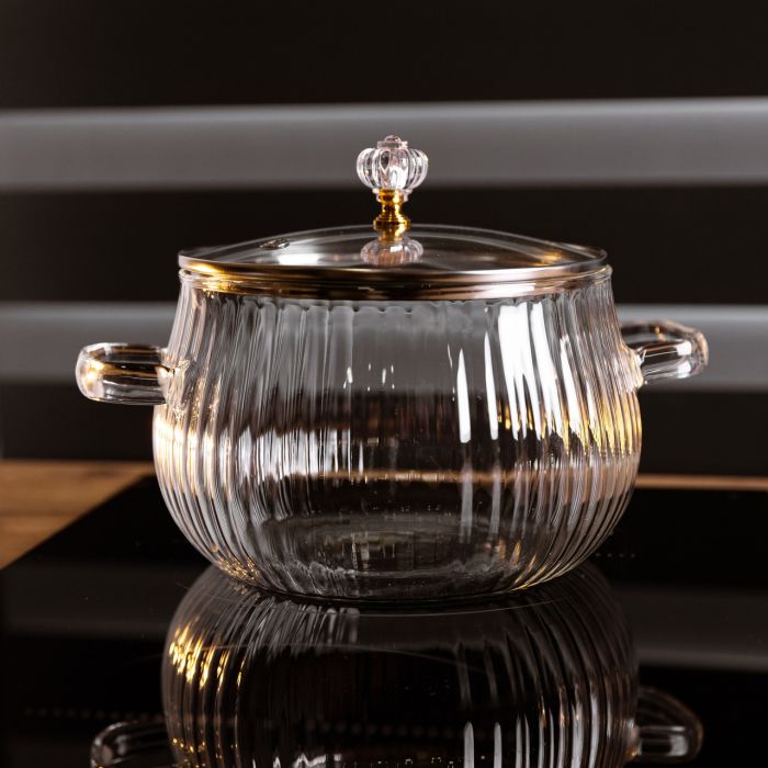 Каструля з боросилікатного скла Pumpkin Pot 2,5 л, рифлена Yiwu HP-GP-6 (HP-GP-6) - зображення 2