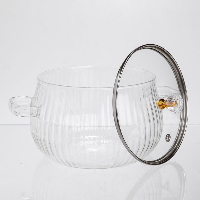 Каструля з боросилікатного скла Pumpkin Pot 2,5 л, рифлена Yiwu HP-GP-6 (HP-GP-6) - зображення 3