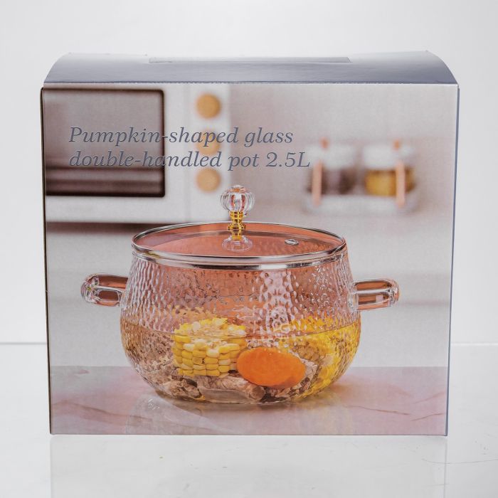 Каструля з боросилікатного скла Pumpkin Pot 2,5 л, рифлена Yiwu HP-GP-6 (HP-GP-6) - зображення 5