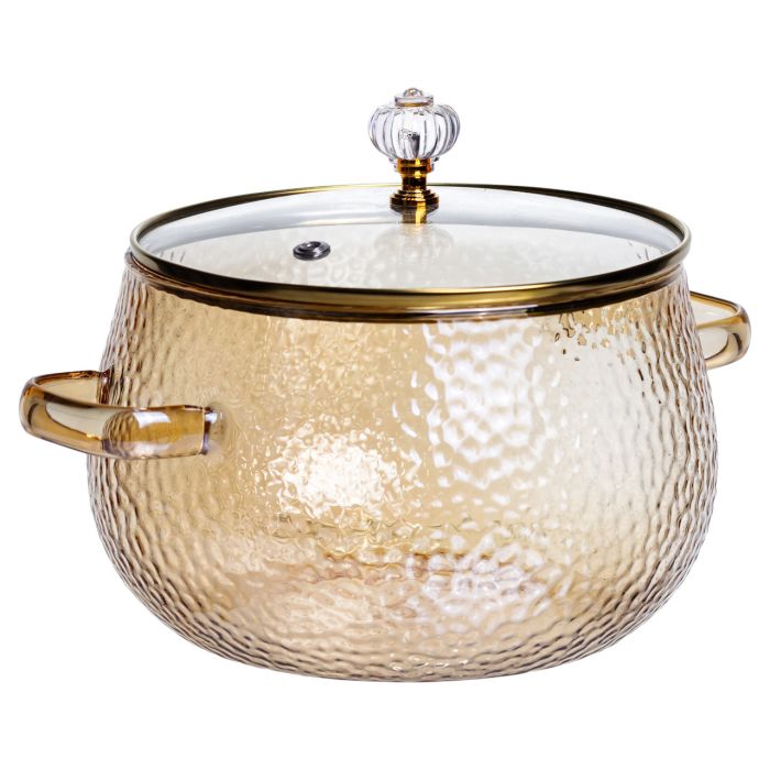 Каструля з боросилікатного скла Pumpkin Pot 2,5 л з фактурою, бурштинова Yiwu HP-GP-13 (HP-GP-13) - изображение 4