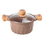 Каструля Lugi MGC 3л коричневая 20см алюминиевая крышка мармурное покрытие, посуда для варки супов каш готовки (HP-4-432CO)