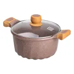 Каструля Lugi MGC 5л коричневая 24см алюминиевая крышка мармурное покрытие, большая посуда варки супов готовки (HP-4-433CO)