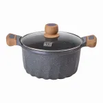 Каструля Lugi MGC 5л серая 24см алюминиевая крышка мармурное покрытие, большая посуда варки супов готовки еды (HP-4-433G)