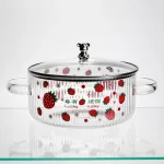 Каструля скляна Lucky 2.4 л з металевим ведмедиком на кришці Yiwu HP-GP-26 (HP-GP-26)