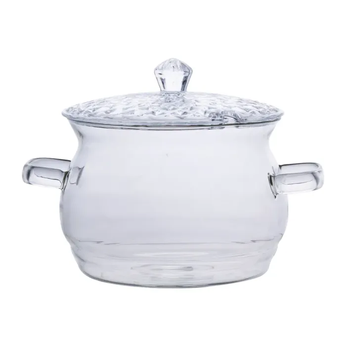 Каструля скляна з кришкою 2 літри з боросилікатного скла посуд супниця скляна з кришкою HP-34-6 (HP-34-6) - изображение 1