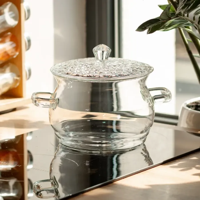 Каструля скляна з кришкою 2 літри з боросилікатного скла посуд супниця скляна з кришкою HP-34-6 (HP-34-6) - изображение 5