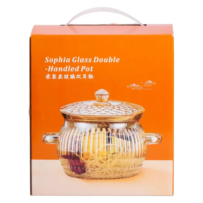 Каструля скляна з кришкою 2 літри з боросилікатного скла посуд супниця скляна з кришкою HP-34-6 (HP-34-6) - изображение 6