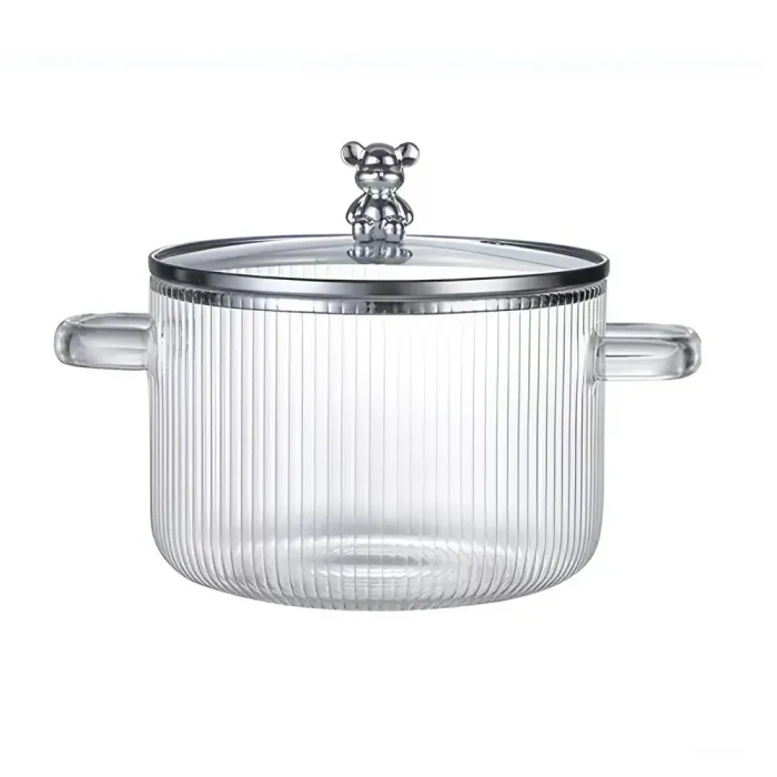 Кастрюля стеклянная жаропрочная 1.8 литра из боросиликатного стекла с крышкой 16 см (HP2004) - изображение 1