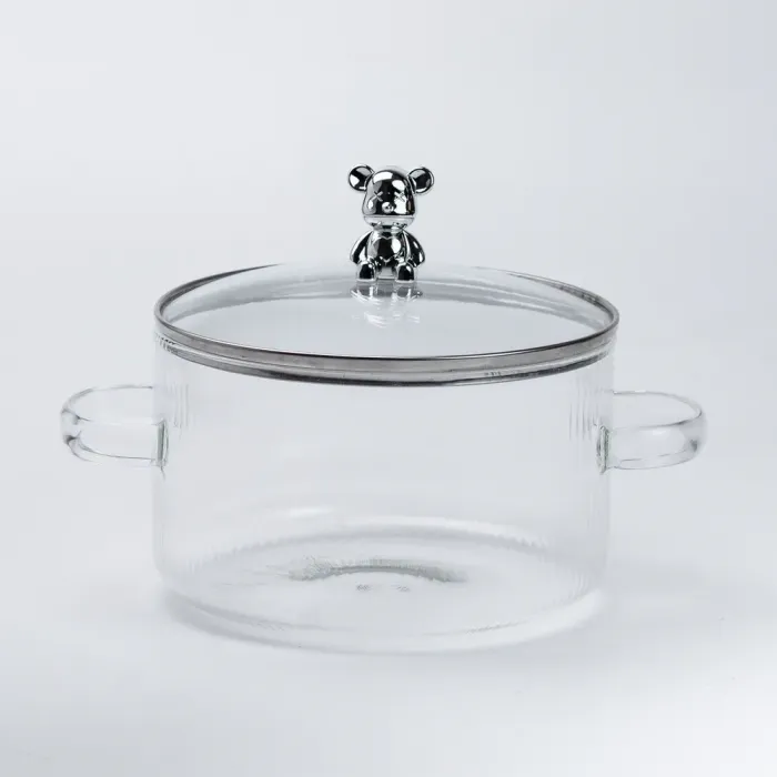 Кастрюля стеклянная жаропрочная 1.8 литра из боросиликатного стекла с крышкой 16 см (HP2004) - изображение 2