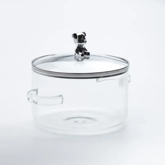Кастрюля стеклянная жаропрочная 1.8 литра из боросиликатного стекла с крышкой 16 см (HP2004) - изображение 4