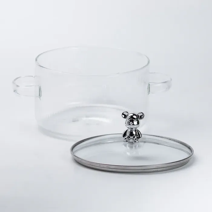 Кастрюля стеклянная жаропрочная 1.8 литра из боросиликатного стекла с крышкой 16 см (HP2004) - изображение 6