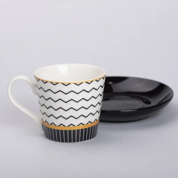 Керамічна чашка з блюдцем 200 (мл) для чаю та кави (RX-N24708WH) - зображення 2