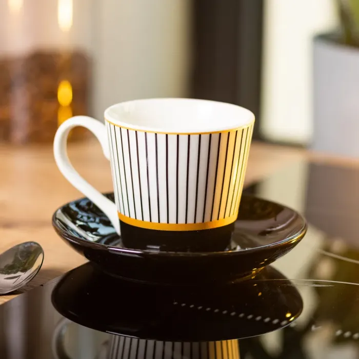 Керамічна чашка з блюдцем 200 (мл) для чаю та кави (RX-N24708WP) - зображення 3