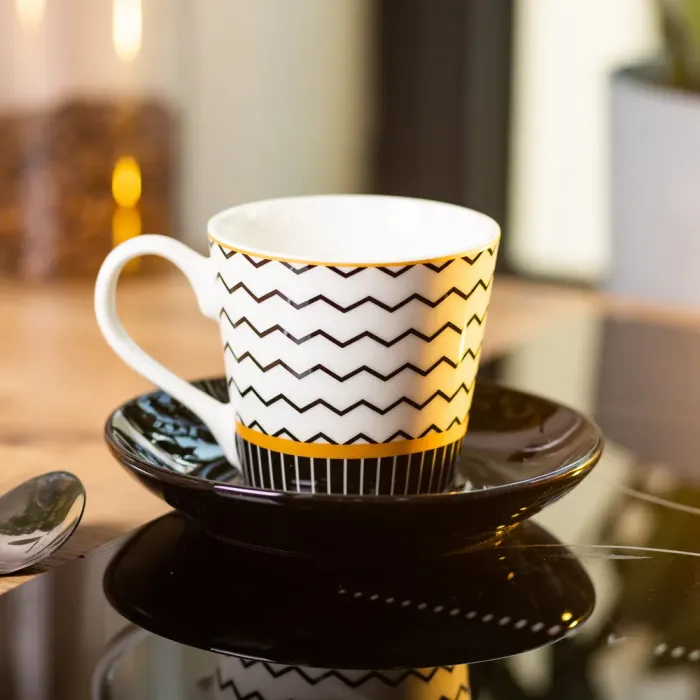 Керамічна чашка з блюдцем 200 (мл) для чаю та кави (RX-N24708WH) - зображення 3