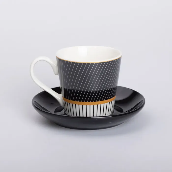 Керамическая чашка с блюдцем 200 (мл) для чая и кофе (RX-N24708BW) - изображение 1