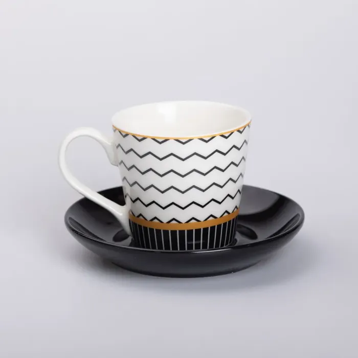 Керамічна чашка з блюдцем 200 (мл) для чаю та кави (RX-N24708WH) - зображення 1