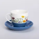 Керамічна чашка з блюдцем 250 (мл) для чаю та кави Синя (RX-N24723BL)