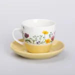 Керамічна чашка з блюдцем 250 (мл) для чаю та кави Жовта (RX-N24723Y)