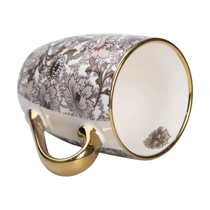 Керамічна кружка 400 (мл) із золотим обідком для чаю та кави Коричнева (RX-N240665BR) - зображення 3