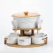 Керамічний набір для подачі перших страв - супниця, піали бульйонниці 6 шт, ложки та бамбукова підставка (HP1218)