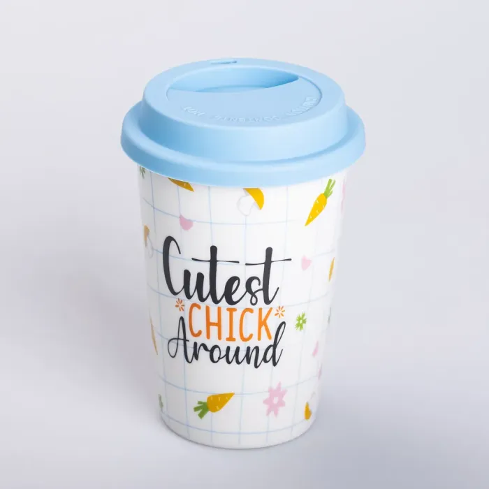 Керамічна склянка з силіконовою кришкою та отвором для трубочки 420 (мл) кружка без ручки (RX-N240546CA) - зображення 2