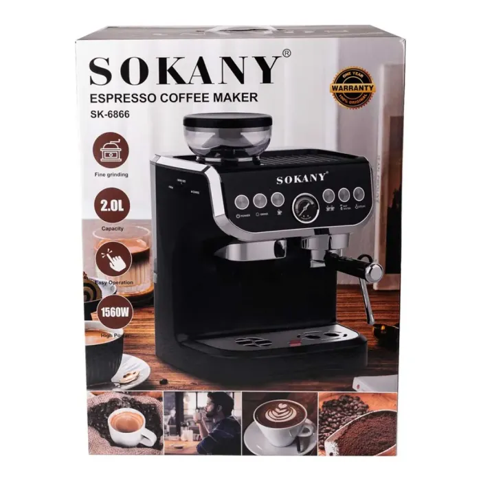 Еспресо-машина rапучинатор із кавомолкою gрофесійна електрична еспресо-машина Sokany 2 л (SK-6866) - зображення 7