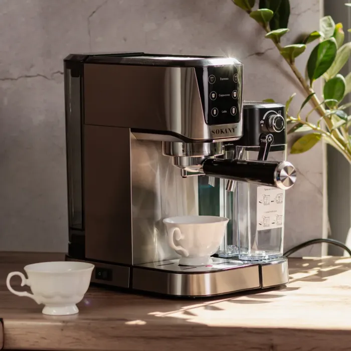 Кавоварка рожкова 3в1 з капучинатором 1350 Вт  бак 1 л Sokany SK-04027 (SK-04027) - изображение 9