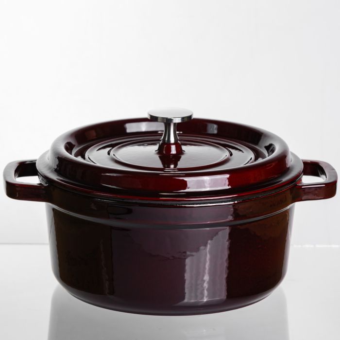 Кокотниця чавунна емальована 2,5 л, бургунді Yiwu HP-FLG-9 burgundy (HP-FLG-9 burgundy) - изображение 1